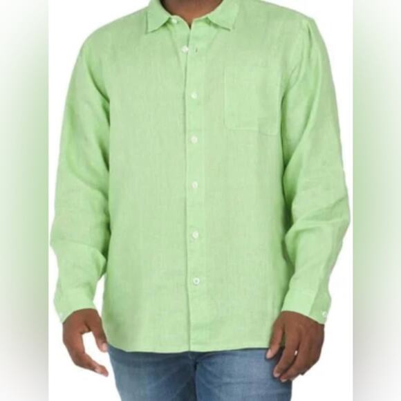 Tommy Bahama Mens Sea Glass Breezer Linen Shirt Lime Grass Green Size XXL Beachy - Picture 2 of 13